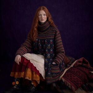 April Cornell | Vintage Cottage-Core Fair Isle Heavy Knit Turtleneck Sweater 2X